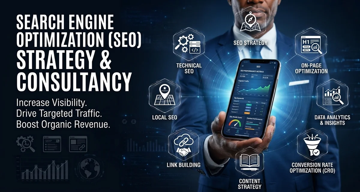 SEO strategy and consultancy — technical SEO, on-page, local SEO, link building, content strategy